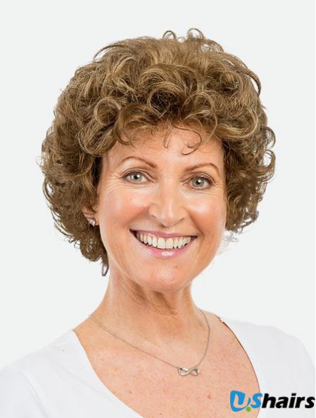 8 inch Monofilament Synthetic Short Brown Curly Amazing Bob Women Wigs