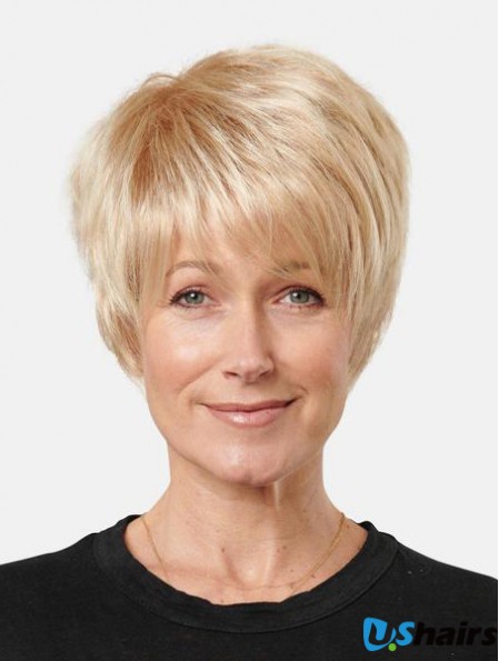 Blonde Synthetic Short Straight 8inch Affordable Lace Front Wigs