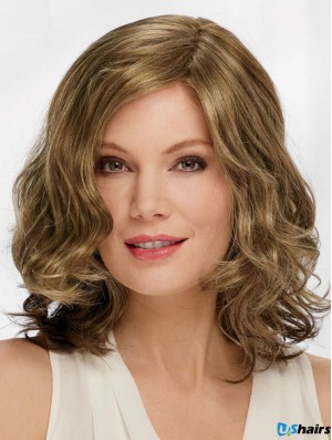 Blonde Synthetic Wavy Designed Medium Length Wig