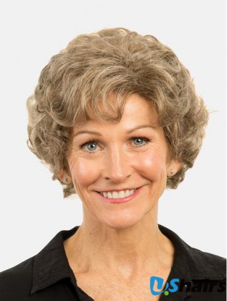 Curly Brown Monofilament Synthetic Bobs 8 inch Ladies Fashion Short Wigs