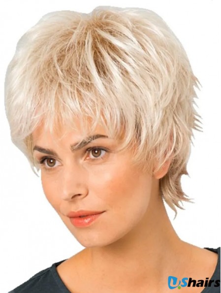 Monofilament Boycuts Blonde High Quality Synthetic Wigs