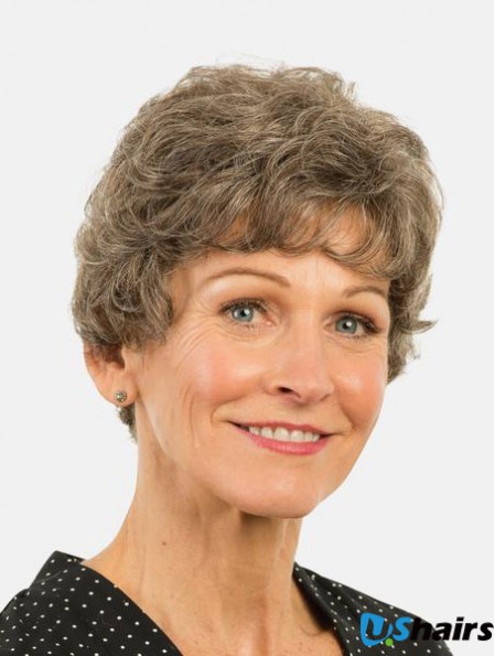 Short Monofilament Layered Brown 8 inch Curly Synthetic Wigs