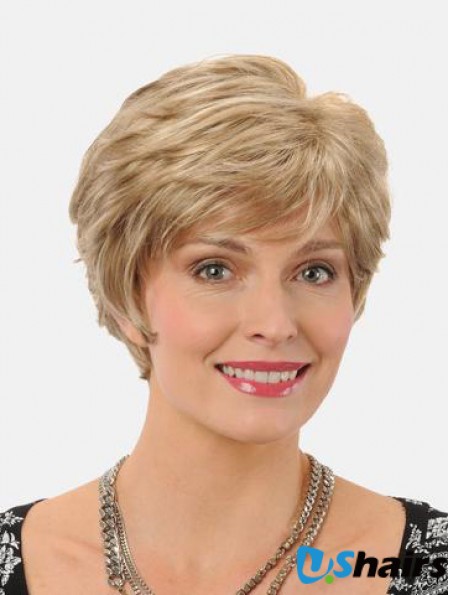 Straight 8 inch Synthetic Blonde Short High Quality Lace Wig