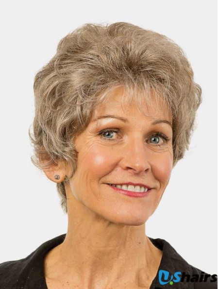 Wavy Brown Monofilament Synthetic Layered 8 inch Modern Short Wigs