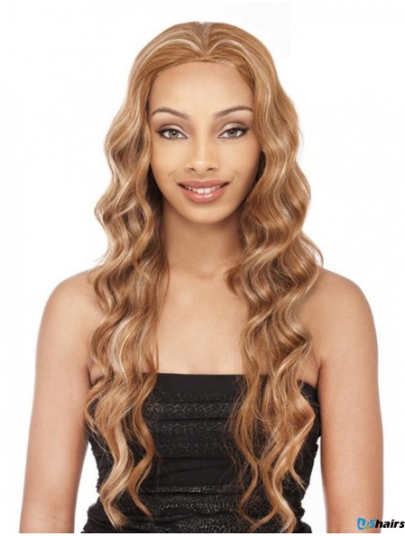 Wavy Brazilian Remy Hair Blonde Long Soft 3/4 Wigs