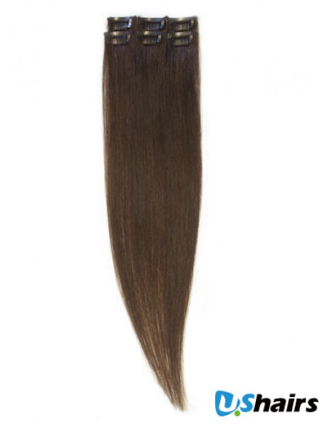 Popular Brown Straight Remy Human Hair Clip In Hair Extensions