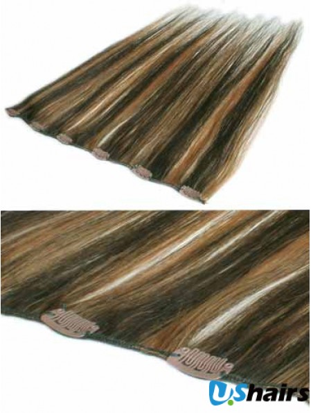 Fashion Brown Straight Remy Human Hair Clip In Hair Extensions