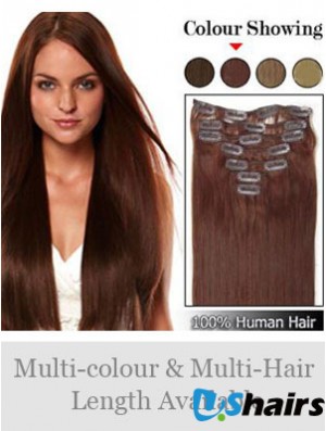 Hairstyles Auburn Straight Remy Human Hair Clip In Hair Extensions