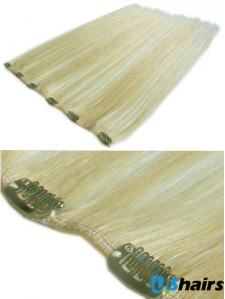 Designed Blonde Straight Remy Human Hair Clip In Hair Extensions