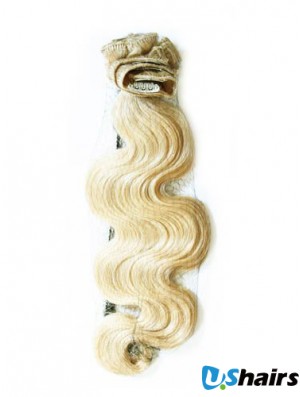 Stylish Blonde Wavy Remy Human Hair Clip In Hair Extensions