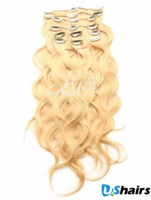 Ideal Blonde Curly Remy Human Hair Clip In Hair Extensions