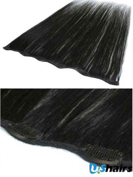 Popular Black Straight Remy Human Hair Clip In Hair Extensions