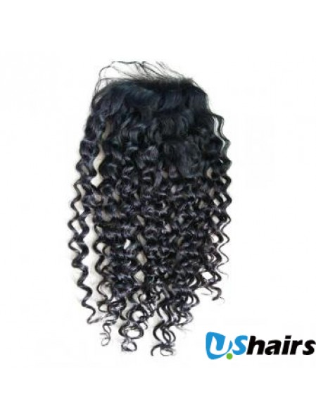 Lace Closures Curly Style Black Color Long Length With Remy