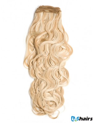 Curly Remy Human Hair Blonde Stylish Weft Extensions