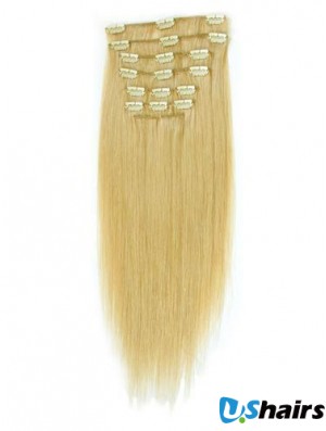 Suitable Blonde Straight Remy Human Hair Clip In Hair Extensions