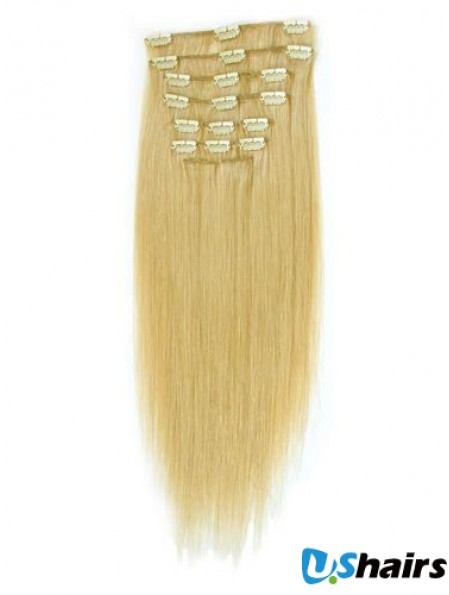 Suitable Blonde Straight Remy Human Hair Clip In Hair Extensions