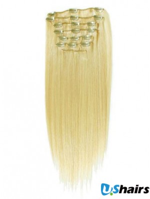 Style Blonde Straight Remy Human Hair Clip In Hair Extensions