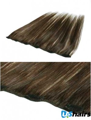 Convenient Brown Straight Remy Human Hair Clip In Hair Extensions