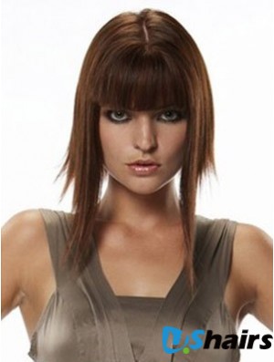 Human Hair Hairpieces Straight Style Long Length Auburn Color