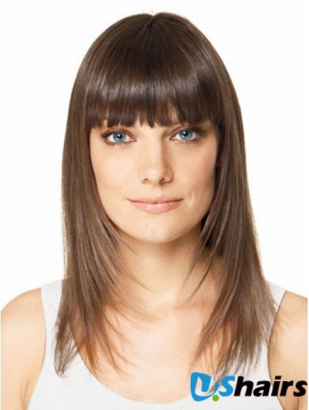 Clip In Hairpieces For Short Hair Brown Color Straight Style