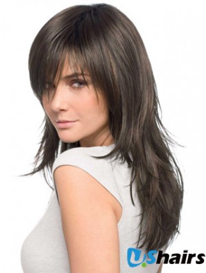 Brown Long Human Hair Wigs Straight For Sale