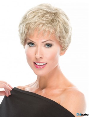 100% Hand-tied 4 inch Wavy Blonde Great Short Wigs