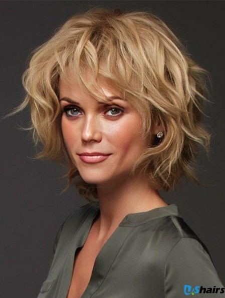 Blonde Layered Curly 12 inch Humanhair Wigs