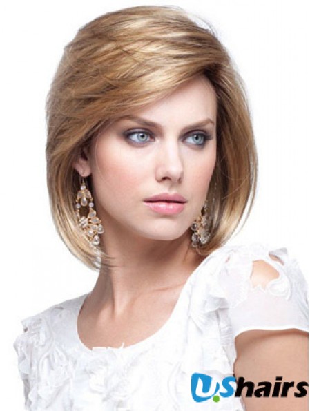 Human Hair Bob Wigs Chin Length Capless Blonde Color Bobs Cut