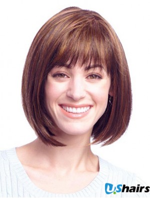 Human Hair Bob Wigs With Mono Top Chin Length