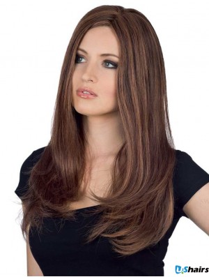 Natural Human Hair Straight Feminine Wig With Monofilament Long Lengh