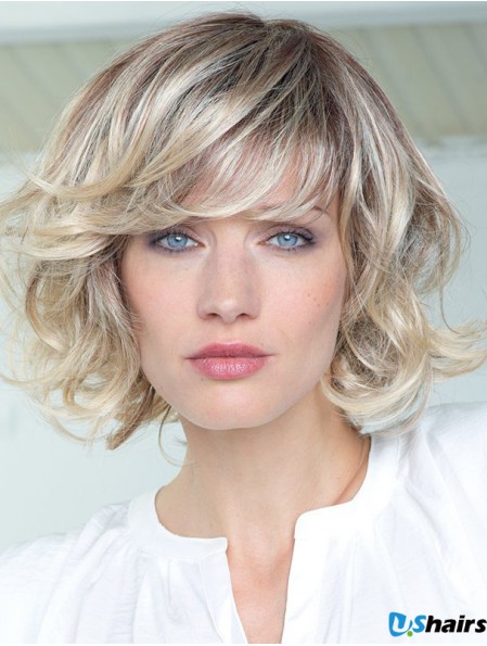 Real Hair Curly Wigs With Bangs Shoulder Length