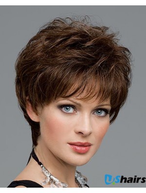 Curly Womens Short Human Hair Wigs 100% Hand Tied