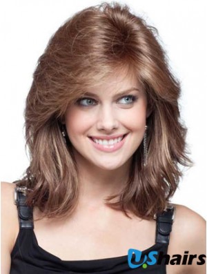 Human Hair Lace Front Wig Layered Cut Shoulder Length