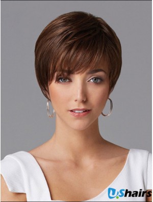 Hair Wigs For Women Cropped Length Straight Style Auburn Color