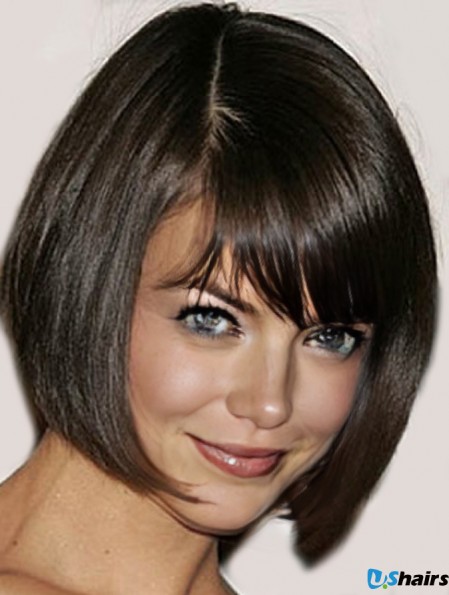 Best African American Lace Front Katie Holmes Wigs Chin Length Brown Color