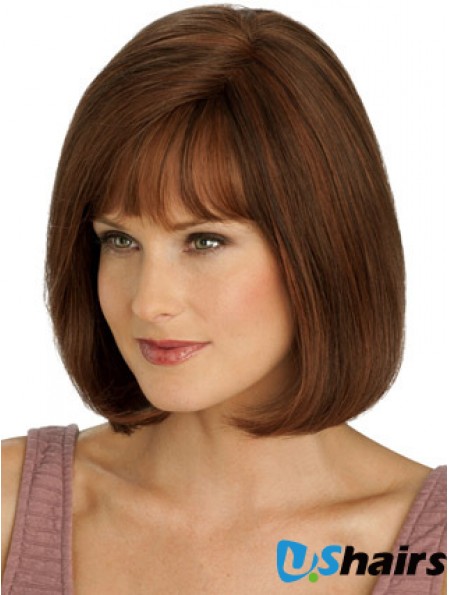 Short Bob Wigs Human Hair Chin Length Monofilament Straight Style