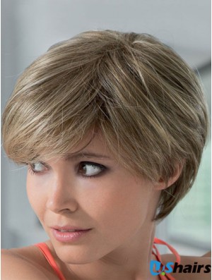 Mono Human Hair Wigs With Lace Front Short Length Boycuts