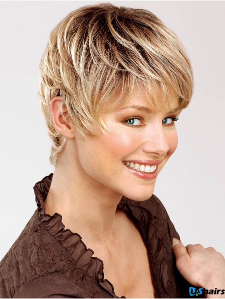 Blonde Human Hair Wigs Short Length Straight Style