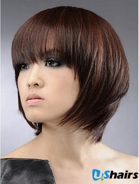 Chin Length Straight Bobs Capless Synthetic Wigs Bob Style