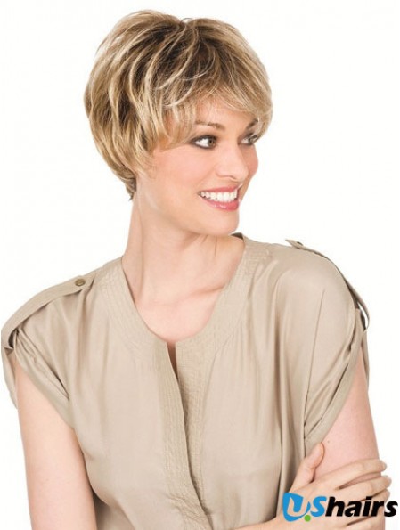 Human Hair Blonde Wigs With Lacr Front Chin Length Straight Style