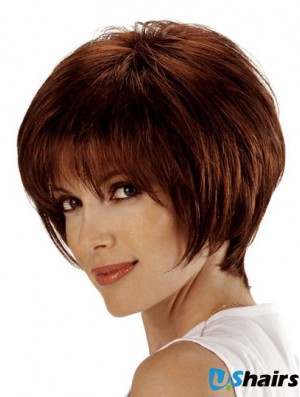 Human Bob Hair Wigs Remy Lace Front Chin Length Auburn Color