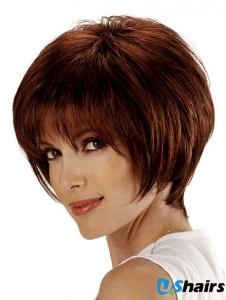 Human Bob Hair Wigs Remy Lace Front Chin Length Auburn Color