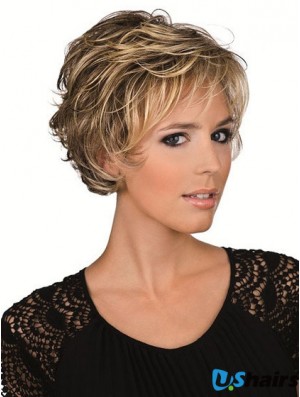 Human Hair Brown With Lace Front Cropped Length Layered Cut