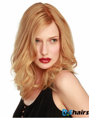 14 inch Blonde Shoulder Length Without Bangs Wavy Ideal Lace Wigs