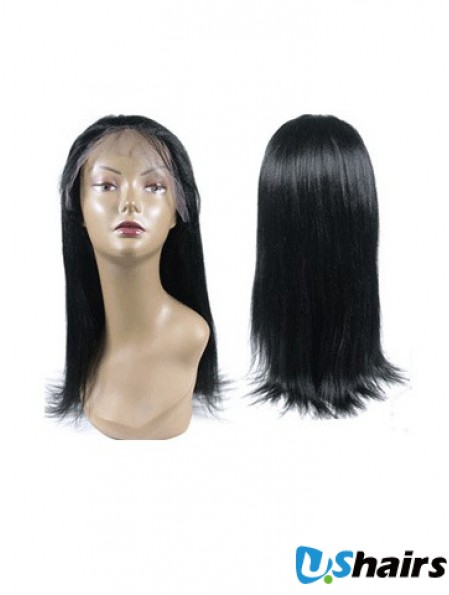 Black Full Lace Straight Long Hand Tied Human Hair Wigs