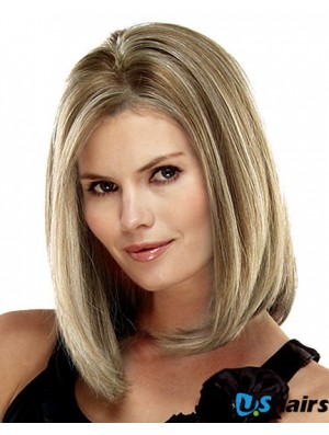 Shoulder Length Blonde Human Hair Bob Wigs