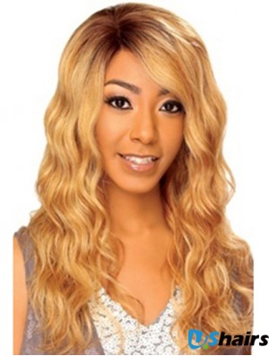 22 inch Blonde Long Without Bangs Wavy High Quality Lace Wigs