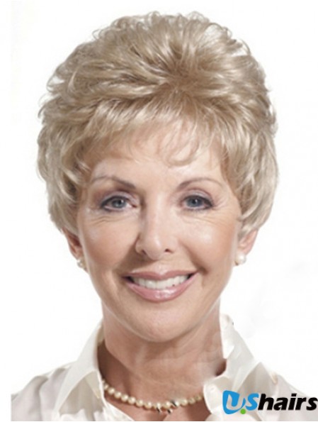 Real Hair Wigs For Older Women Cropped Length Auburn Color Classic Cuts