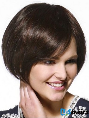 Chin Length Straight Bobs Brown Popular 100% Hand-tied Wigs