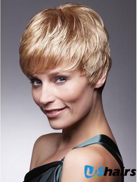 Short Blonde Wig With Capless Remy Cropped Length Boycuts